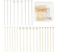 PH PandaHall 300pcs Épingles de Fabrication de Bijoux, 40mm x 0.6mm - Épingles à Tête, à Œil, à Billes et Artisanales - Dorées et Argentées pour Colliers