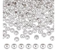 PH PandaHall 300PCS Perles D'Espacement de 3mm Perles Rondes Lisses Perles de Bijoux en Argent Petites Perles D'Espacement en Laiton Perles en Vrac Perles D'Espacement en Métal pour Bracelet Collier