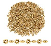 PH PandaHall 300PCS Perles d'espacement de fleurs tibétaines, 6mm Perles de marguerite en alliage doré antique Perles en vrac flocon de neige Perles d'espacement de bijoux pour Bracelet, collier