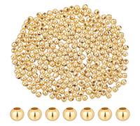PH PandaHall 300pcs Perles d'espacement plaquées or 24 carats Perles boules de 3,5 mm Perles rondes lisses Entretoises de bracelets Perles en vrac en laiton pour bracelet et collier bijoux