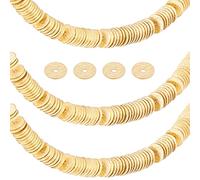 PH PandaHall 300pcs Perles Dorées, 6mm Rondes Plates Heishi en Laiton, Longue Durée pour Création de Bijoux, Boucles d'Oreilles, Bracelets, Colliers d'Été