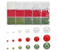 PH PandaHall 3040pcs 18 Styles Perles de Remplissage de Vase 1.5~8mm Perles Flottantes Sans Trou pour Vase Support de Pinceaux de Maquillage Décoration de Noël Vert/Blanc/Rouge