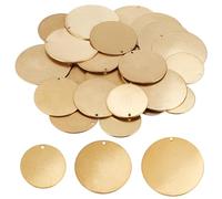PH PandaHall 30pcs 3 tailles Blancs d'estampillage en laiton, 25 30 35mm Blancs ronds Étiquettes de cercle en métal Pièces d'or solides Disques d'estampage pour bijoux, boucle d'oreille, collier