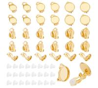 PH PandaHall 30pcs 3 tailles de Boucles D'Oreilles à Clip Dorées pour Oreilles Non Percées Boucles D'Oreilles à Plateau Rond et Plat en Laiton avec 50pcs de Coussinets pour Femmes et Hommes