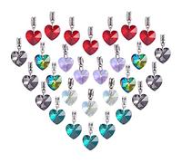 PH PandaHall 30pcs 6 couleurs Verre Coeur Breloques Pendentifs à Charmes en cristal à facettes avec bélières en alliage pour collier de bijoux, mariage Saint-Valentin fête des mères