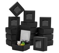PH PandaHall 30pcs Boîte Cadeau Noire Petites Boîtes en Papier Mini Boîtes en Carton Carrées avec Fenêtre pour Emballage Cadeaux Mariage Anniversaire Faveurs Fêtes Petite Entreprise 5.5x5.5x2.5 cm