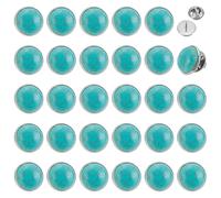 PH PandaHall 30pcs Broches Turquoise Synthétiques 12mm Demi Ronde Pierre Cabochon Épingles Acier Inox Vintage Rétro Pin Turquoise Broche Revers pour Femmes Hommes Vêtements Chapeau Sac Veste Écharpe