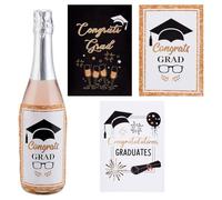PH PandaHall 30pcs Étiquettes de Bouteille de Vin de Remise de Diplôme 3 styles Autocollants de Bouteille de Félicitations Diplômé Étiquettes Adhésives Imperméables pour Fête de Lycée Or Noir 15x10cm