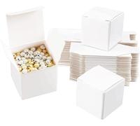 PH PandaHall 30pcs Noël Boîte à Bonbons Kraft en Vrac, 4x4x4cm Petite Boîte Cadeau Kraft Mini Boîte à Bonbons en Papier Blanc Boîte à Savon Carrée pour Petits Bijoux Favoris Boîtes à Gâteries