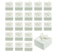 PH PandaHall 30pcs Noël Boîte Cadeau Coffret en Papier Pliable Petite Boîte à Bonbons Boîtes D'Emballage Cadeau avec Ruban pour Fête Mariage Fiançailles Saint-Valentin Fête des Mères Vert Pale 9x9x5cm
