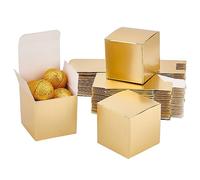 PH PandaHall 30pcs Noël Boîte Cadeau Dorée 5x5x5cm Petite Boîte à Biscuits Boîtes Cadeaux en Papier Boîtes à Friandises pour Noël Mariage Anniversaire Vacances Saint-Valentin Fête