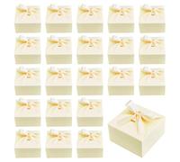 PH PandaHall 30pcs Noël Boîte Cadeaux en Papier Pliable Petites Boîtes D'Emballage Cadeau avec Ruban pour Bonbons Biscuits Fête Mariage Fiançailles Remise des Diplômes Couleur Citron 9x9x5cm