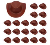 PH PandaHall 30pcs Petit Chapeau de Cowboy Occidental Décoratif pour L'Artisanat Chapeaux Miniatures Chapeaux de Cowboy Décoratifs Chapeau de Cow pour Cadeaux Fête Western Gâteau Dessert, Brun