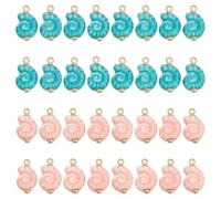PH PandaHall 32 Pièces de Charmes en Porcelaine en Forme de Coquillage 2 Couleurs Thème Océan Plage Pendants en Conque Charmes Boho Coquillages avec Anneaux en Or pour la Fabrication de Bijoux 15x13mm
