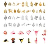 PH PandaHall 32 Styles Breloques Thème Western 52pcs Breloques Cowboy Cowgirl Bottes Chapeau Pendentifs Émail Cheval Cactus Breloque pour la Fabrication de Bijoux Bracelet Collier Boucles D'Oreilles
