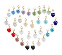 PH PandaHall 32pcs Breloques en Forme de Cœur Pendentifs en Verre Bicolores à Facettes Fermoir Mousqueton Breloque Amour à Clipser pour la Fête des Mères Fête des Mères Mariage Création de Bijoux