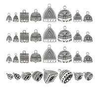 PH PandaHall 32pcs dosettes de Fin de Cordon Métallique Colonne 8 Styles Brides de Pendentif Style Tibétain Charmes Argent Antique et dosettes pour la Fabrication de Bijoux DIY Artisanat