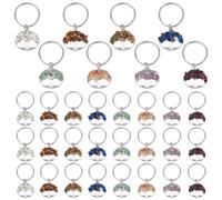 PH PandaHall 32pcs Porte Clés Arbre de Vie 8 Styles breloque en Cristal Naturel avec 25mm Porte Clés pour Sac Fait Main, Thanksgiving Fête des, Enseignants, Fête des Mères