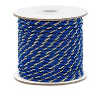 PH PandaHall 33m Cordon Torsadé à 3 Fils Corde Tressée Ronde 3 mm Fil Métallique Bleu Or Corde Décorative Brillante pour Tricot Décoration Maison Cordon d’Honneur Graduation