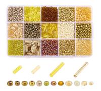 PH PandaHall 3400 pièces+ Perles de Rocaille en Verre 15 Styles Série Jaune Perles de Rocaille Perle Bugle Perle pour Broderie pour la Fabrication de Bijoux d'Automne Bracelet Collier Boucle d'Oreille