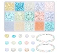 PH PandaHall 3597pcs 15 Couleurs Kit de Perles de Rocaille de Claires, 3/4mm Petites Perles de Taille Perles D'Espacement pour Boucles D'Oreilles, Bracelets, Colliers, Chaîne de Lunettes, Bijoux