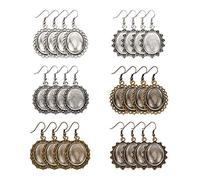 PH PandaHall 36 Ensembles 3 Style Ensemble de Cabochons de Plateau de Lunette de Pendentif de Boucle d'oreille, Cabochons Ovales en Verre Transparent 40pcs et 40pcs Crochets de Boucle d'oreille