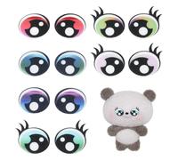 PH PandaHall 36 Paire 2 Styles Yeux en Feutre avec Cils Patchs en Feutre Ovales Colorés pour Crocheter des Yeux Kawaii pour Marionnettes en Peluche et Animaux au Crochet Couleurs Mélangées