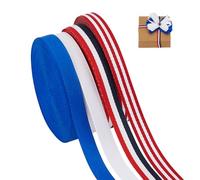 PH PandaHall 36m Ruban Patriotique 4 rouleau de Ruban Gros Grain Rayé de 10mm Bleu Blanc Rouge Noir Ruban Décoratif en Polyester Ruban de Décoration pour Noël Emballage Cadeau Décoration de Noël