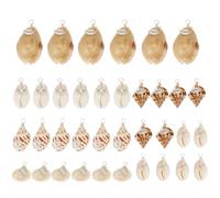 PH PandaHall 36pcs 6 Style Coquillage Breloques Collier Pendentifs Coquillage Cauris Bijoux en Cuivre Artisanat Breloques de Plage pour L'Été Artisanat Fabrication de Bijoux DIY
