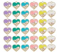 PH PandaHall 36pcs Breloques Cœur en Émail pour la Création de Bijoux Pendentifs Cœurs D'Amour 6 couleurs Breloques Cœur avec Perle D'Imitation Pendentifs Fête des Mères pour Femmes Colliers Bracelets
