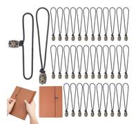 PH PandaHall 36pcs Élastiques pour Carnet de Voyage Bretelles Élastiques Rétro Cordes Élastique Carnet Journal avec Perles Fleur pour Marque Page Planificateur Journal Voyageur Bureau Maison, Noir