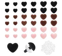 PH PandaHall 36PCS Nez de Sécurité Floqué, 3 Tailles Nez en Forme de Cœur Nez Amigurumi Nez Rose Nez d'animal en Peluche en Velours avec Rondelles pour Ours en Peluche,Marionnettes,Animaux en Peluche
