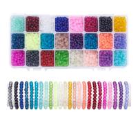 PH PandaHall 3840pcs 4mm Perles de Verre Givré Perles de Rocaille en Verre 24 couleurs Perles D'Espacement Transparentes Petites Mini Rondes Espaceurs pour Bijoux Boucle D'Oreille Bracelet Artisanaux