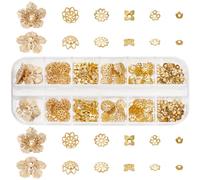 PH PandaHall 390pcs Capuchons de Perles 6 styles Capuchons de Perles de Fleurs Capuchons de Perles Perles D'Espacement D'Extrémé pour Boucles D'Oreilles Bracelets Colliers Bijoux, Or