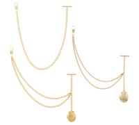PH PandaHall 3pcs Chaîne de Montre de Poche Or, Chaîne de Montre Dorée Chaînes de Gilet de Costume, Chaines de Poche Montre Gousset pour Homme Mari Fête des Pères Pendentif: 3.3cm