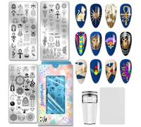 PH PandaHall 3pcs Éléments Égyptiens Plaques D'Estampage D'Ongles Plaques D'Image D'Ongles Pharaon Chats Serpents Pochoirs D'Art D'Ongle Icônes D'Égypte Modèles D'Art de Manucure pour Femmes Manucure