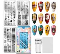 PH PandaHall 3pcs Plaque de Stamping pour Ongles Animaux de Cirque Clowns Acrobates Modèles de Nail Art Plaques D'Images pour Ongles Animaux Spectacles Plaques de Nail Art pour Femmes Manucure