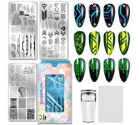 PH PandaHall 3pcs Plaque de Stamping pour Ongles Sci-Fi Elements Modèles D'Art Des Ongles De Punk City Circuit Board Sci-Fi Manicure Art Stencils Stamp D'Ongles Géométriques Robotiques pour Femmes