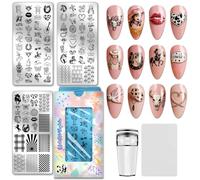 PH PandaHall 3pcs Plaque de Stamping pour Ongles Style Western Modèles de Nail Art Motifs Bottes et Chapeaux de Cowboy Pochoirs pour Nail Art Fers à Cheval Cactus pour Manucures Femmes