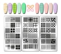 PH PandaHall 3pcs Plaque de Tampon à Ongles Écossais Classique Pochoirs D'Art D'Ongles Tartan Plaque D'Image à Ongles Modèle D'Art D'Impression à Motif Écossais pour Femmes Impression DIY 12x6cm