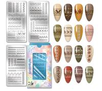 PH PandaHall 3pcs Plaques à Ongles Bordure Automne Motifs Fleurs Feuilles d'Érable Stencils Art Ongles Papillons Animaux Modèles Art Ongles Cœurs Manucures Plaques Images pour Femmes Fournitures Salon