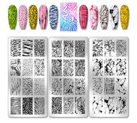 PH PandaHall 3pcs Plaques de Stamping Marbre Nail Stamping Plaques Roches Texture Nail Art Pochoirs Pierre Craquelé Ongles Image Plaques Nail Art Modèles pour Femmes Design Ongles Manucure Salon