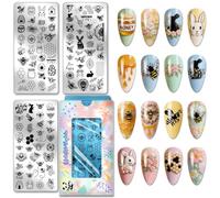 PH PandaHall 3pcs Plaques de Stamping pour Ongles Abeilles Pochoirs pour Ongles Lapin et Abeille Modèles pour Nail en Nid D'Abeille Tournesol Pot de Miel Tampons pour Femmes Manucures Printemps Pâques