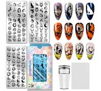 PH PandaHall 3pcs Plaques de Stamping pour Ongles Animaux Sauvages Modèles de Nail Art Tigre Lion Loup Pochoirs de Nail Art Animaux Féroces Tigre Lion Loup en Acier Inox avec Outils pour Manucure