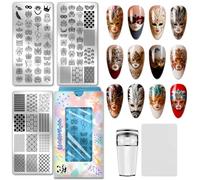 PH PandaHall 3pcs Plaques de Stamping pour Ongles Carnaval de Venise 84 motifs Modèles pour Nail Art Carnaval Pochoirs pour Manucure Festive Tampon de Design D'Ongles pour Femmes Manucures Salon DIY