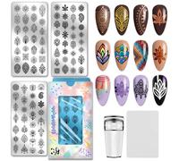 PH PandaHall 3pcs Plaques D'Estampage pour Ongles à Motif Bohème Modèles D'Art D'Ongle à Motif Floral Mystérieux Pochoirs D'Art de Manucure à Feuilles de Fleurs Tampon de Conception D'Ongles Ethniques
