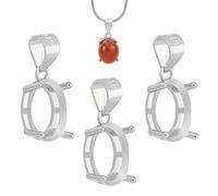 PH PandaHall 3pcs Plateaux Pendentifs à Lunette Vide en Argent Sterling 925, 8x12mm Lunette Ovale Support pour Cabochon pour Fabrication de Bijoux Artisanaux