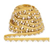 PH PandaHall 4.1m Ruban de Dentelle Nacrée 13.5mm de Large Fausses Perles Ruban de Perles Dorées Bordure Perlée pour Mariage Chaise Arc Maison Robe de Mariée Décorations de Noël