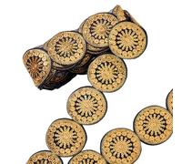 PH PandaHall 4.57m Repasser/Coudre des Patchs de Ruban, 50mm Patchs en Polyester Brodé à Fleurs avec Paillettes Accessoires d'accessoires Vestimentaires pour Sac de Ceinture de Costume, Doré et Noir