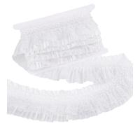 PH PandaHall 4.5m x 7.5cm Dentelle Blanche Bordure en Volants Polyester pour Rideau Application en Tissu Décoration pour Ornementation, décoration intérieure, projets de couture créative DIY